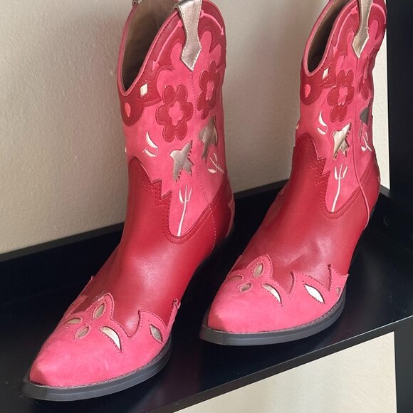 JEFFREY CAMPBELL ADORABLE PINK COWBOY BOOTS - Picture 1 of 4